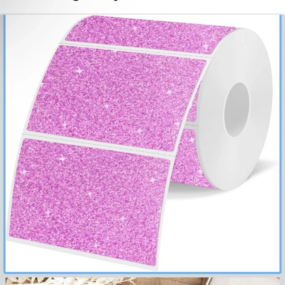 3 x 2 Pink or Purple Glitter Thermal Stickers, 100 ct, Custom! Handcrafted!